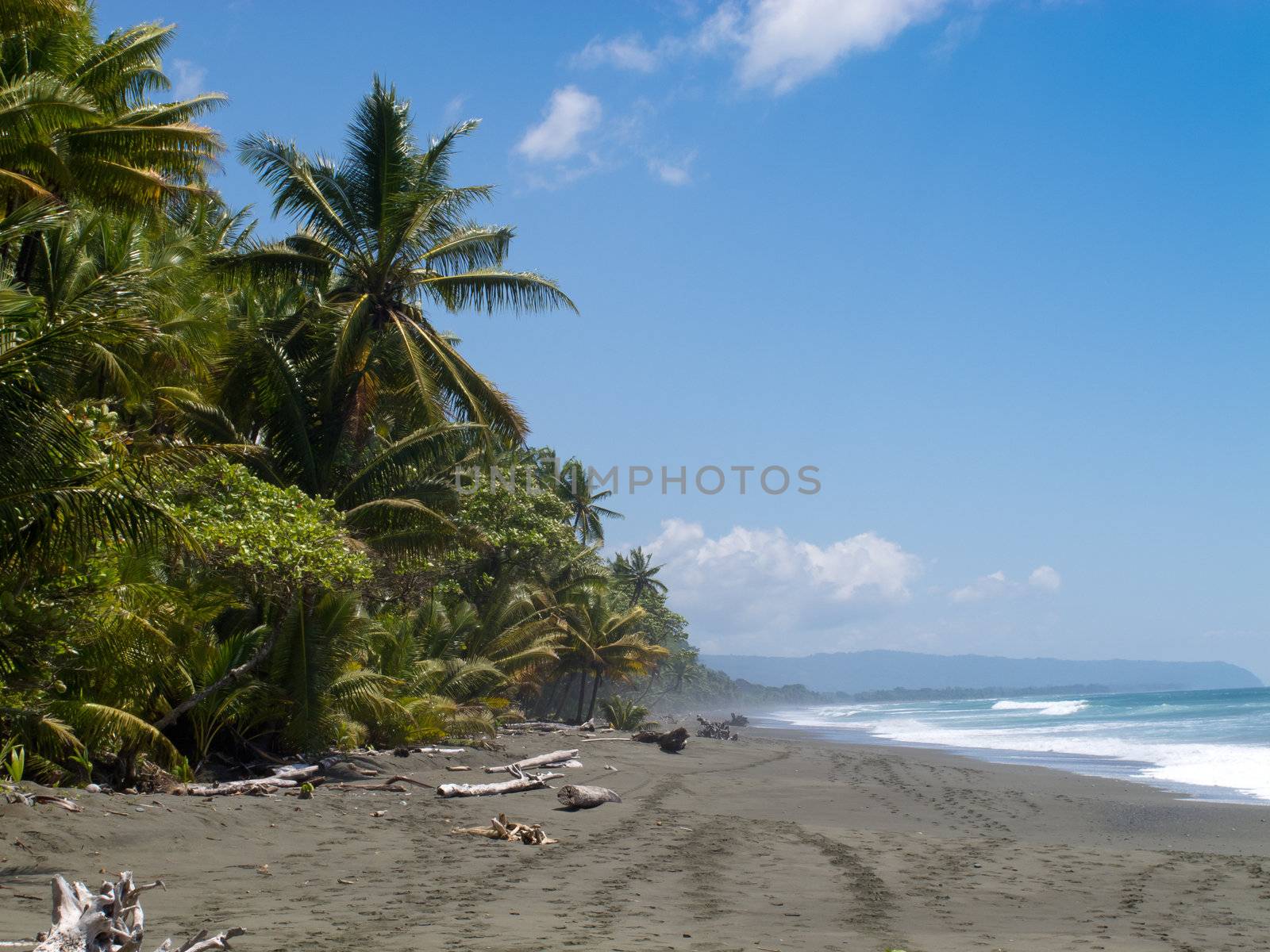 Deserted tropical beach in Costa Rica Corcovada national park