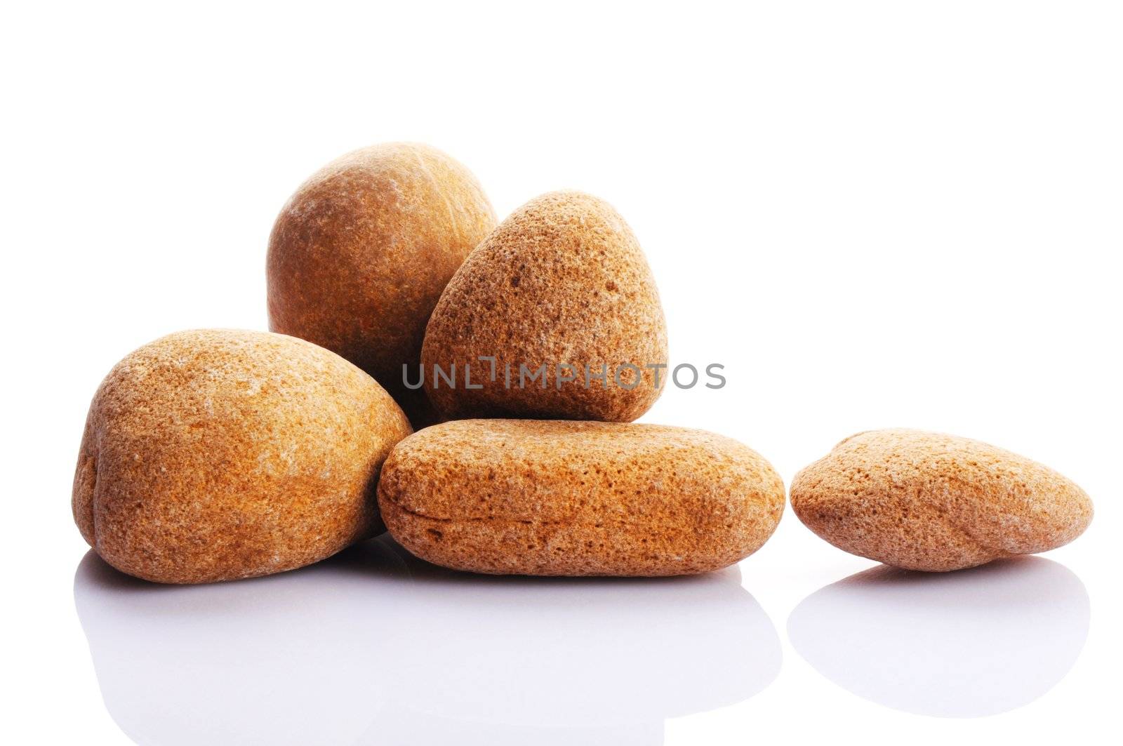 zen stones or pebbles showing spa concept isolated on white background