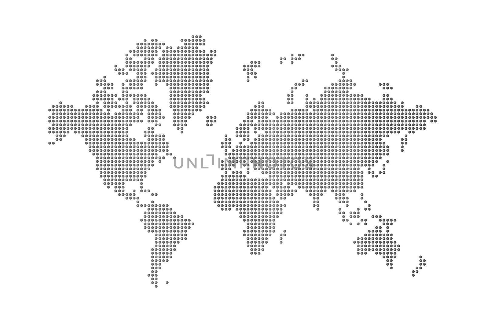 dots world map on white background