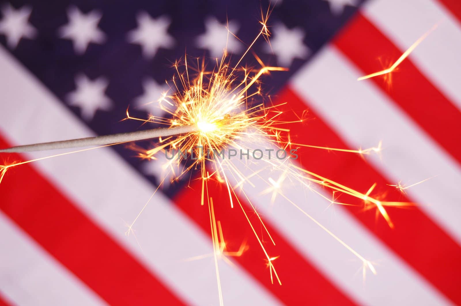 fourth of july concept with sparkler and usa flag