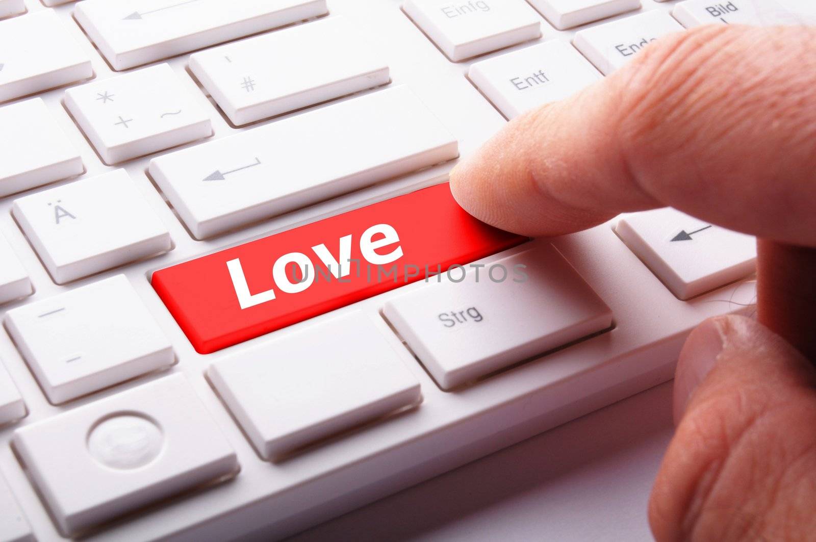 love on key or keyboard showing internet dating concept