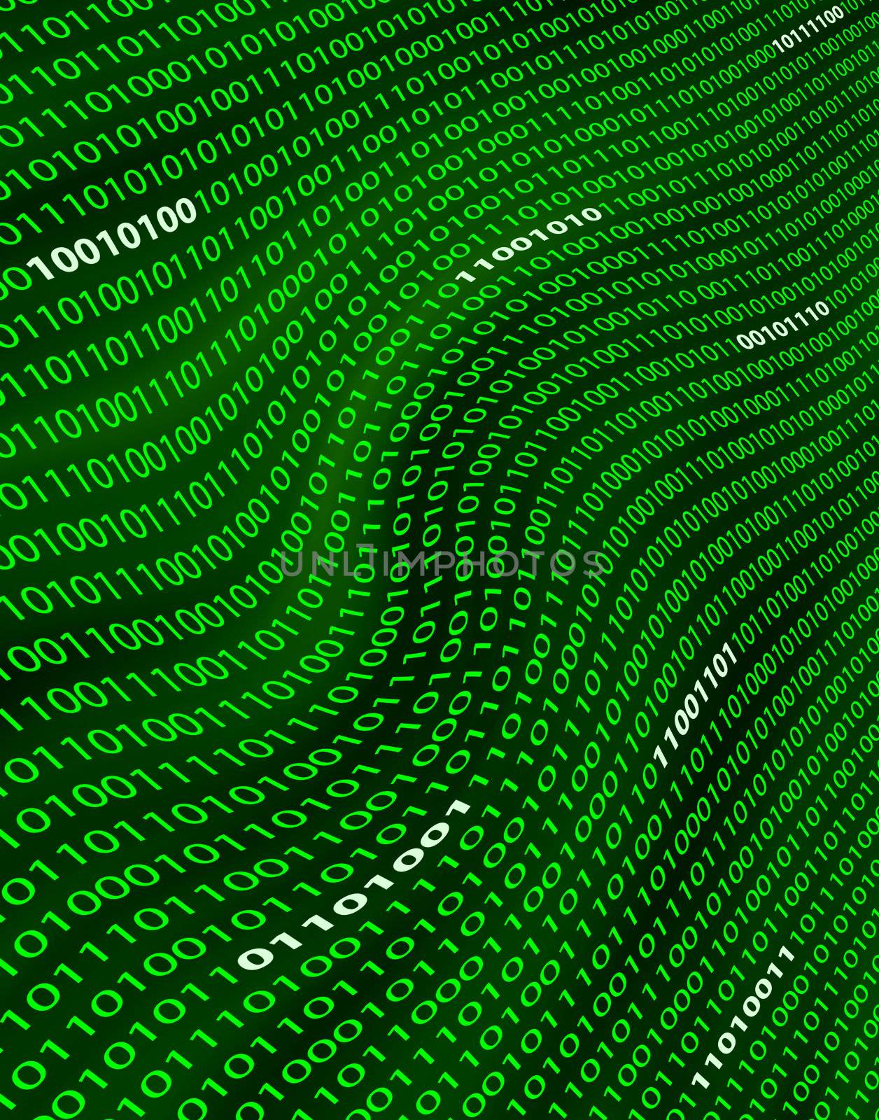 A distorted field of green binary code. by Balefire9