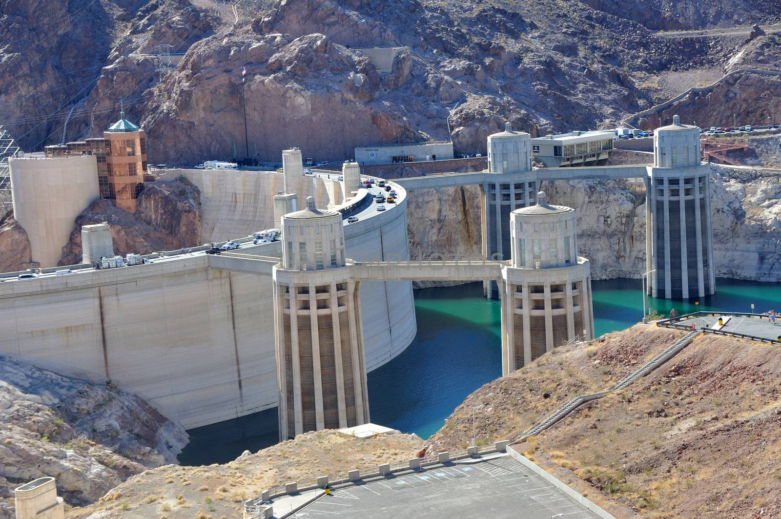 Hoover Dam and Water Intake Towers