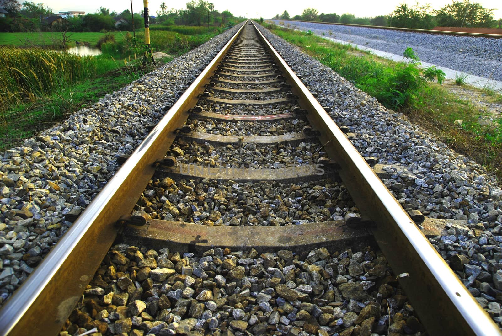 railway tracks in a rural scene 