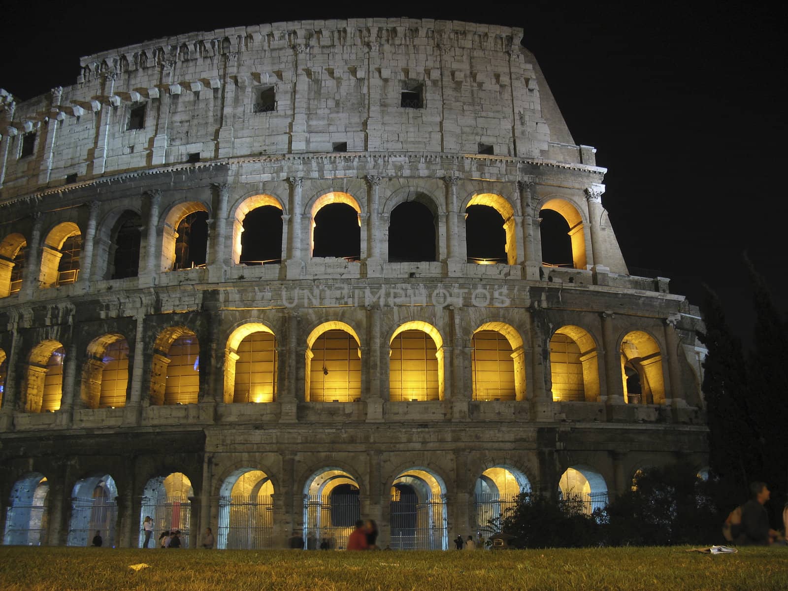 Night shot of the Coliseum in Rome, Italy, originally know as the Flavian Amphitheatre