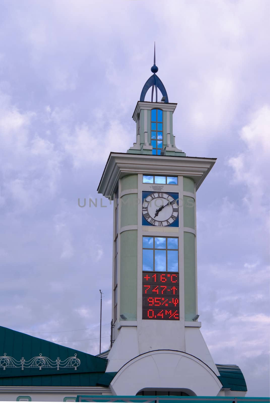 Tower with clock and information table