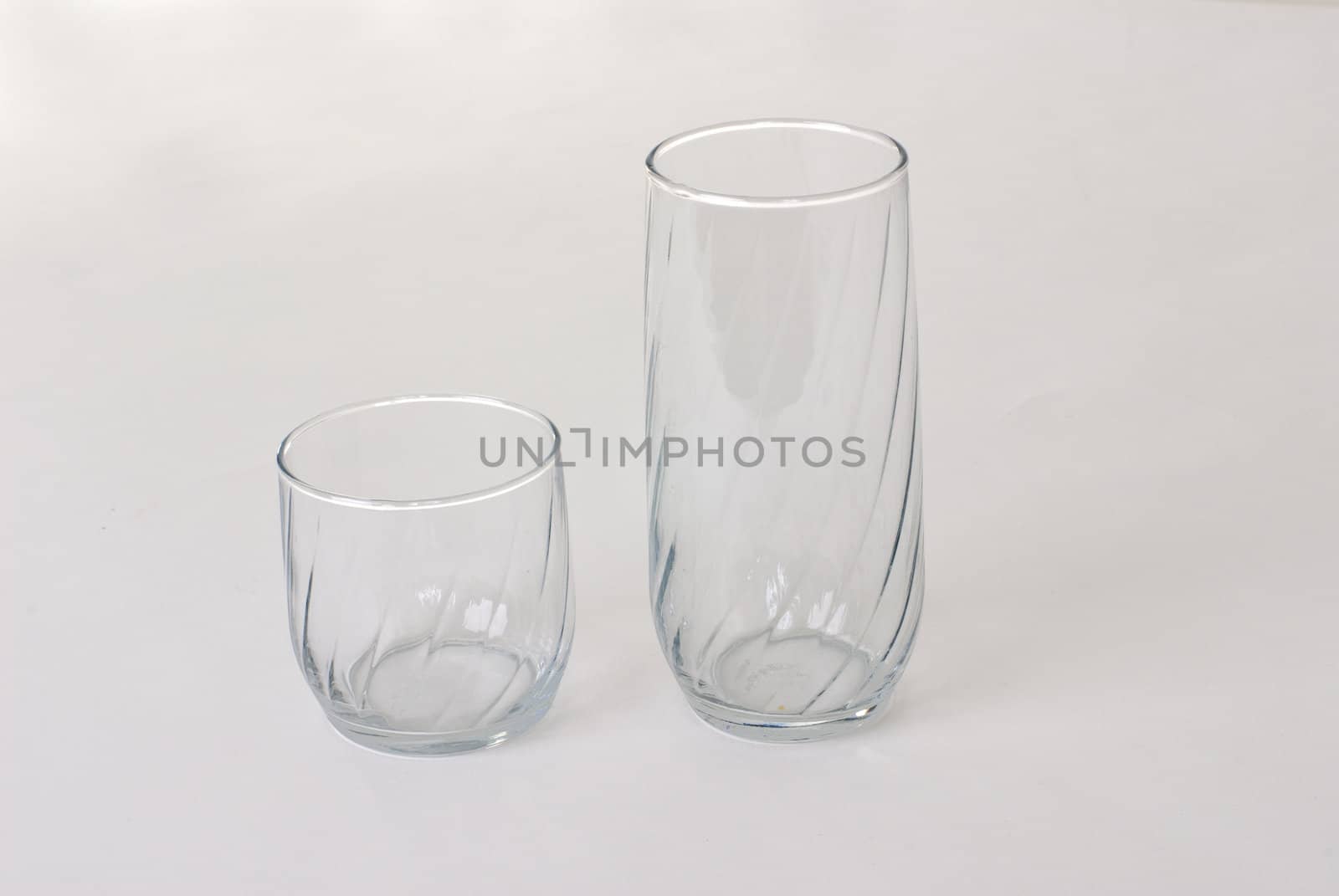 Empty glasses on a white background.