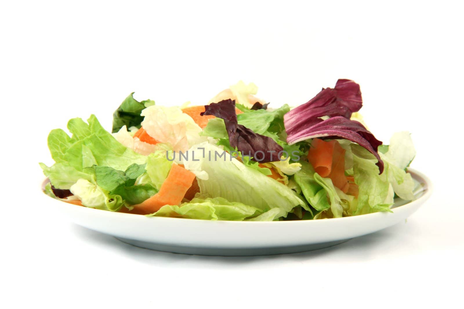 green salad detail with copy space isolated on white backround food concepts