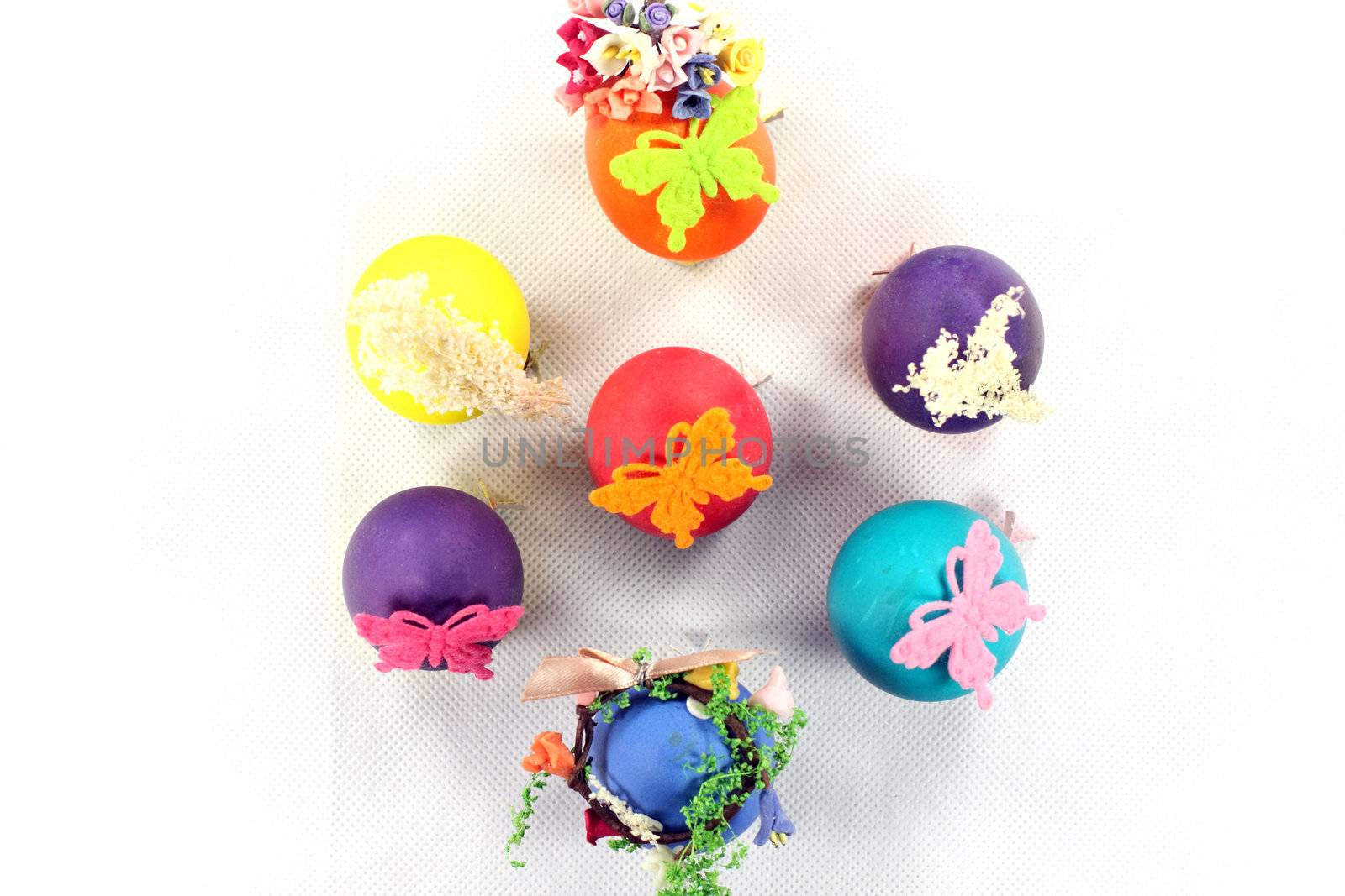 Eggs, Easter, a flower, the butterfly, dark blue, red, a holiday, Orthodoxy, Christianity, meal, food, stand