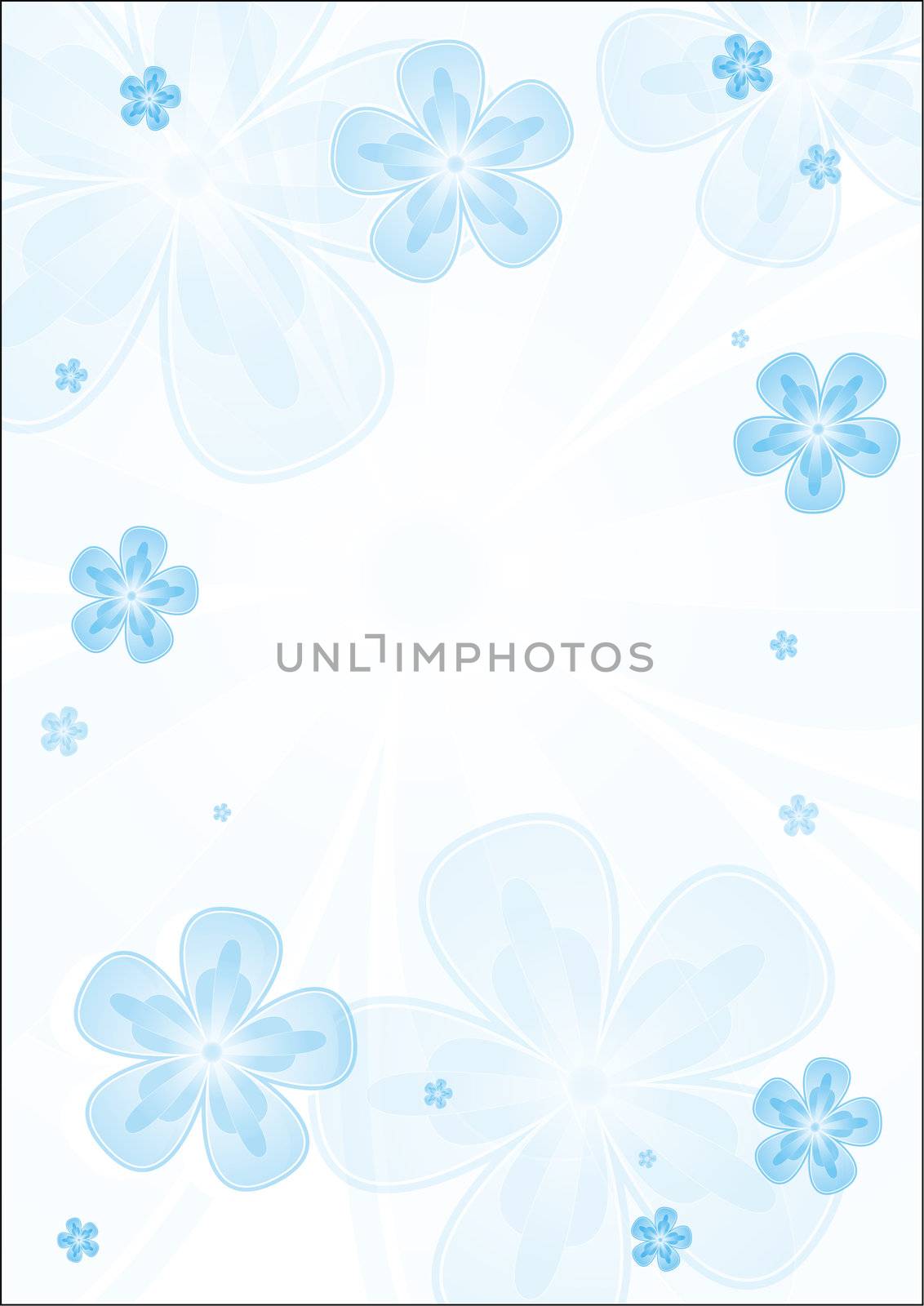an abstract background with some transparent blue flowers
