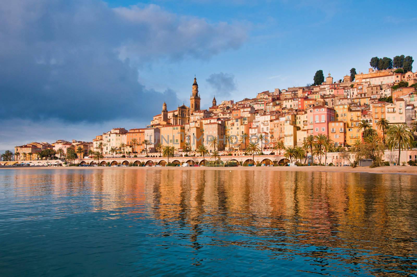 Menton Provence village water reflection