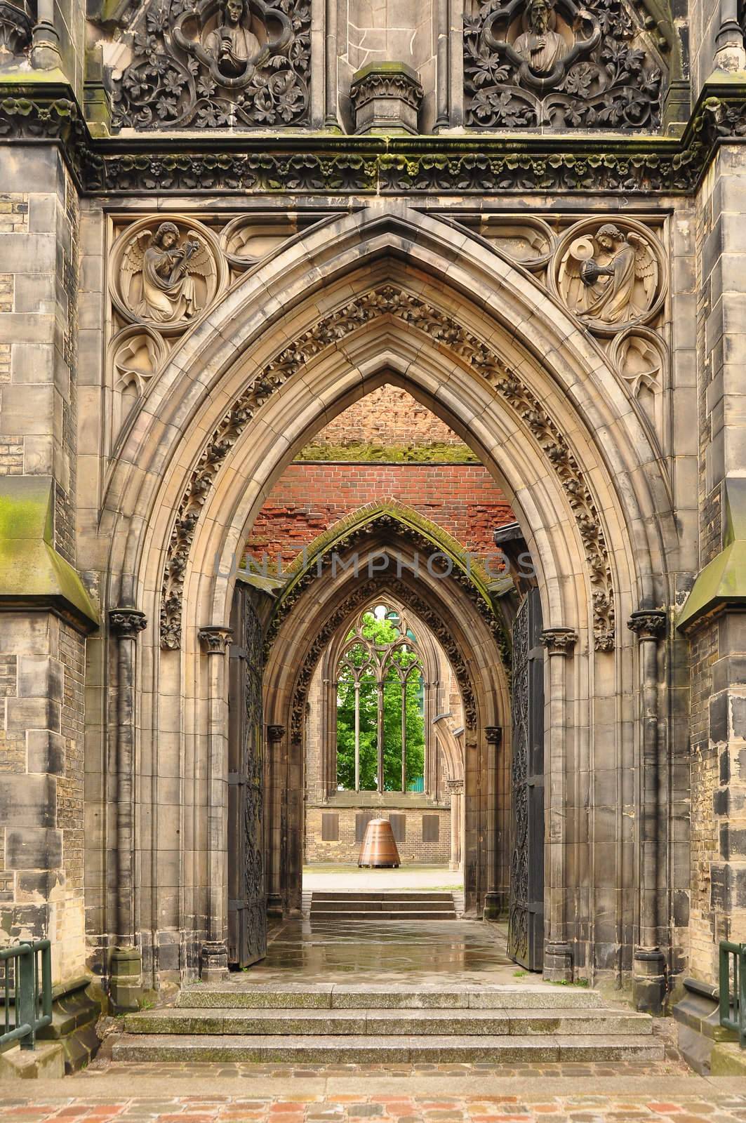 Old church arcs with entrance doors by martinm303