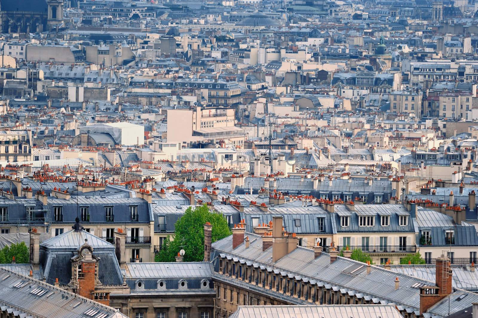Panoramic view residential quarter of Montmartre in Paris. France