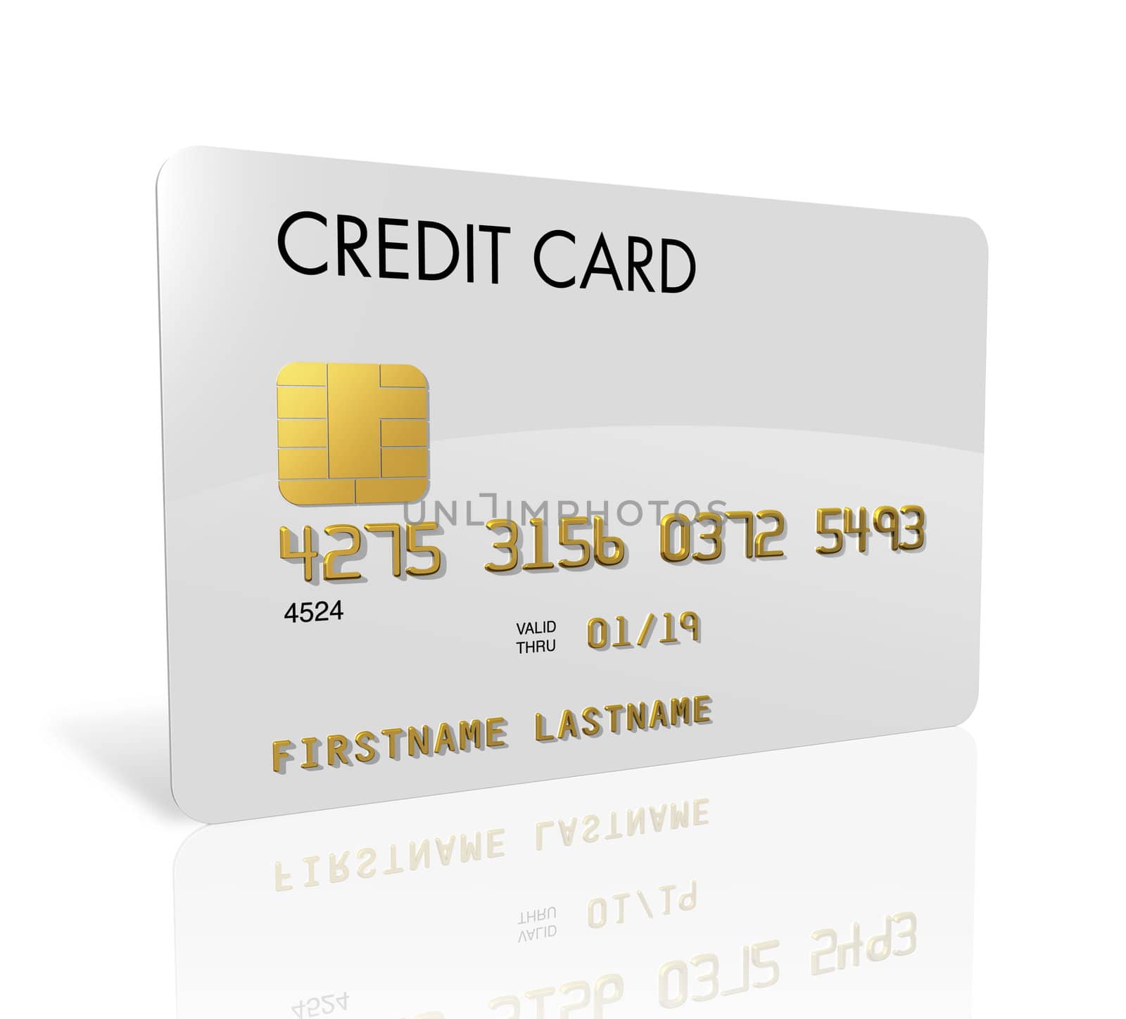 White credit card isolated on white with clipping path