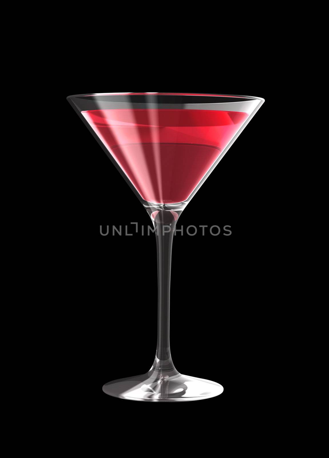 cocktail glass isolated on a black background. three dimensional illustration