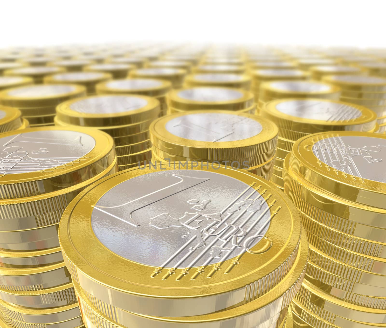 three dimensional euro coins - illustration