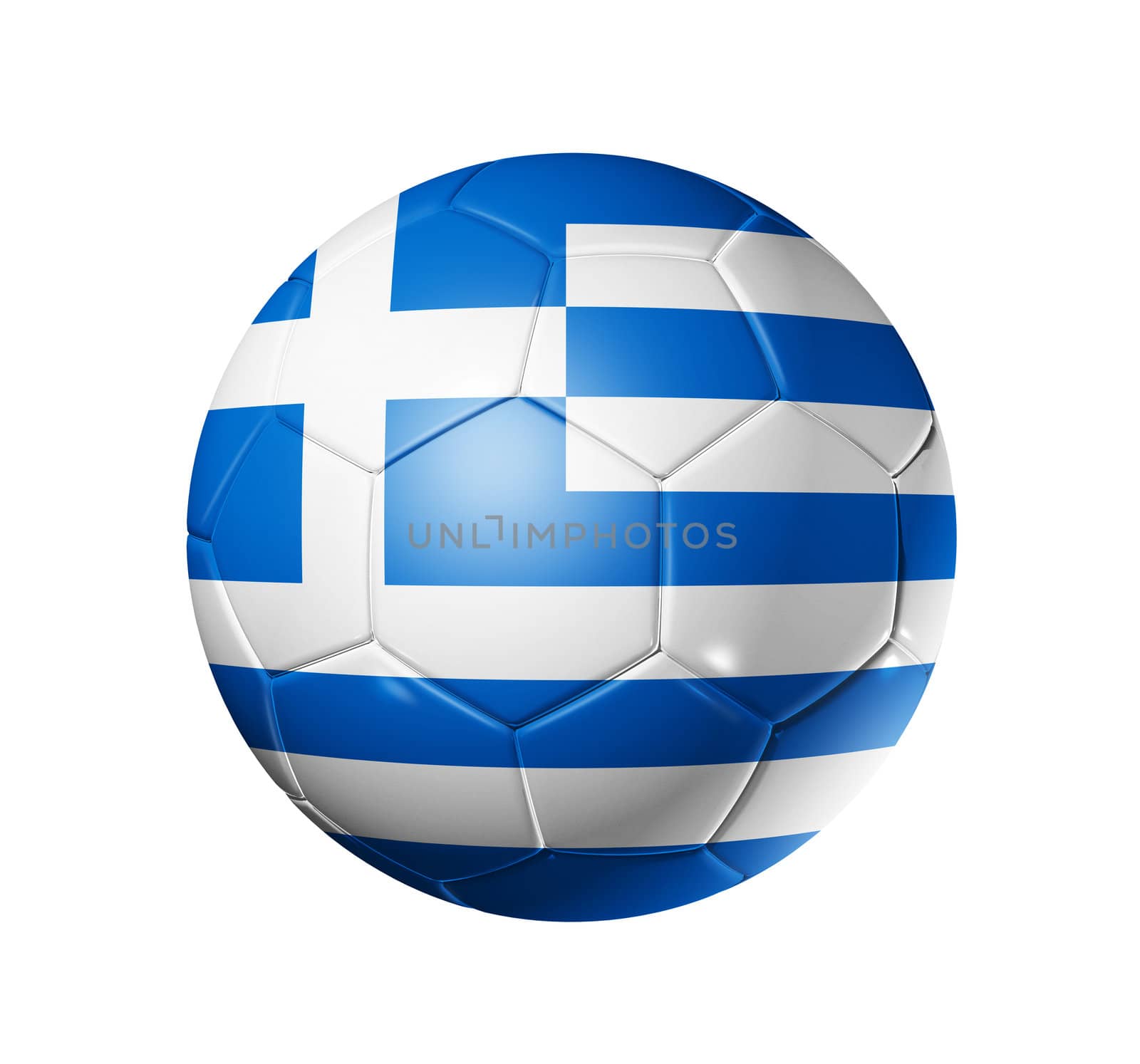3D soccer ball with Greece team flag, world football cup 2010. isolated on white with clipping path