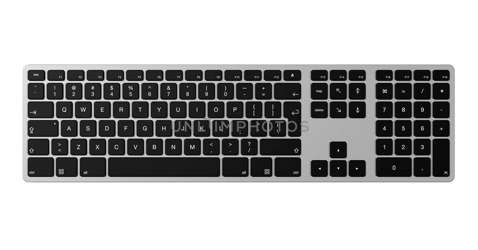 three dimensional computer Keyboard isolated on white