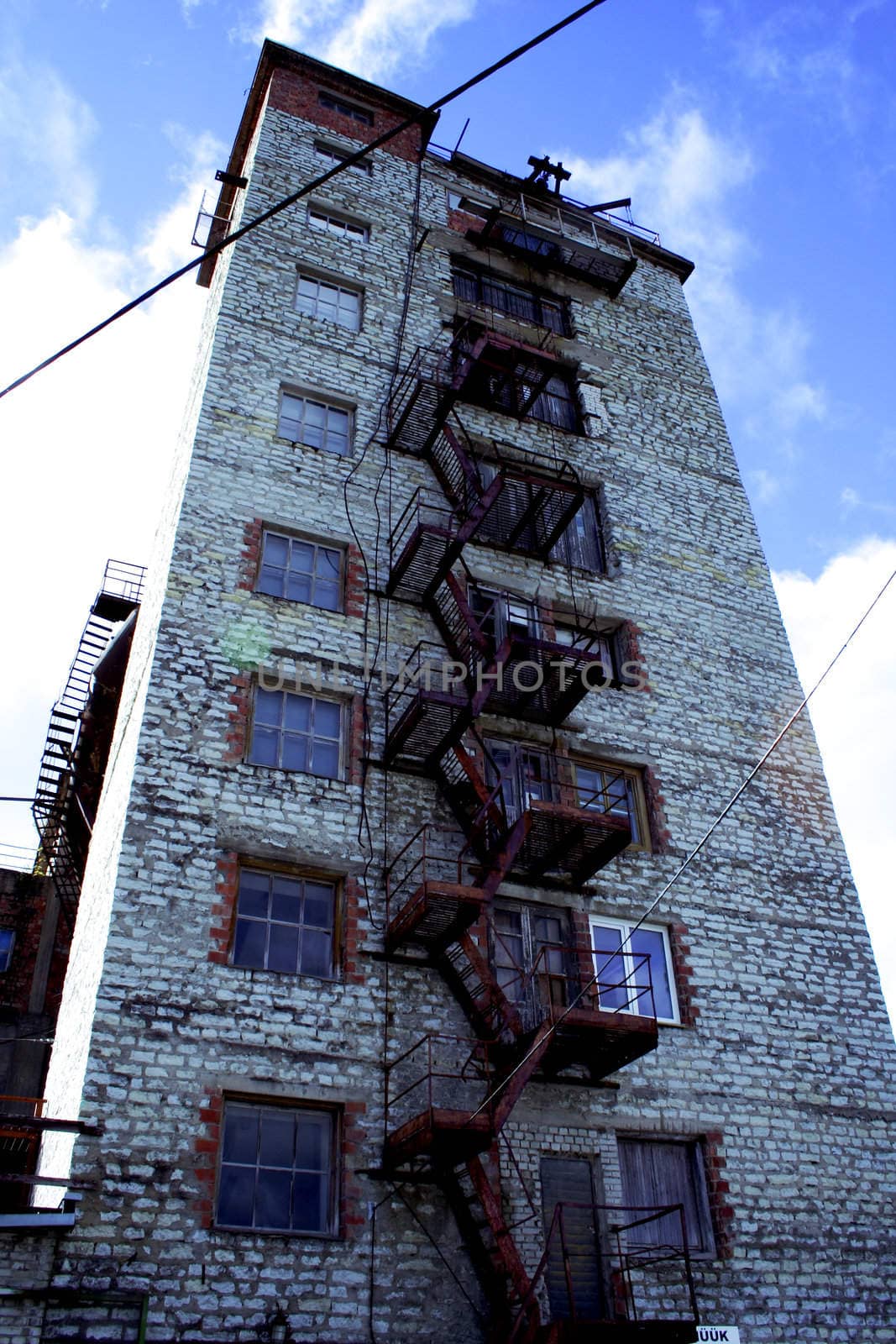 Abandoned coal mine building as frozen history decades