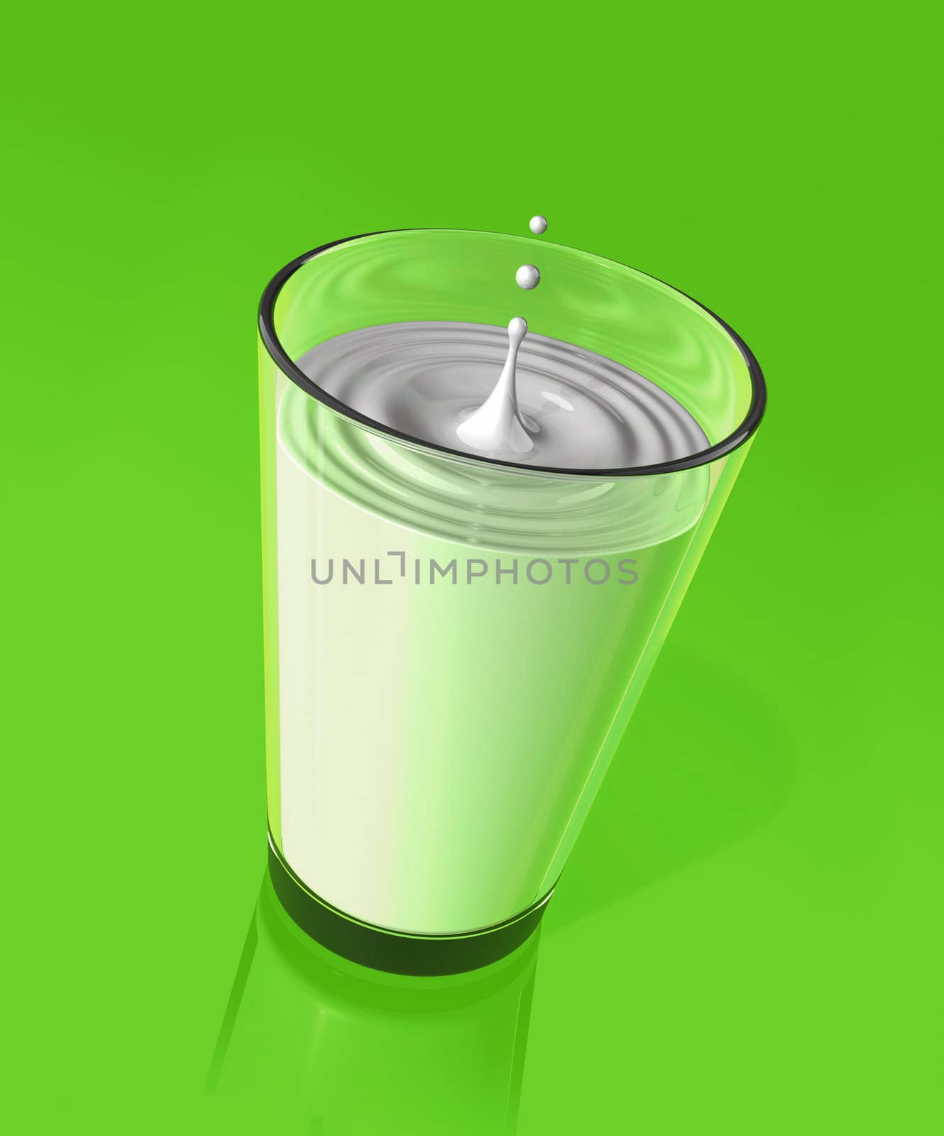 drop of milk splashing and making ripple in a glass. 3D illustration
