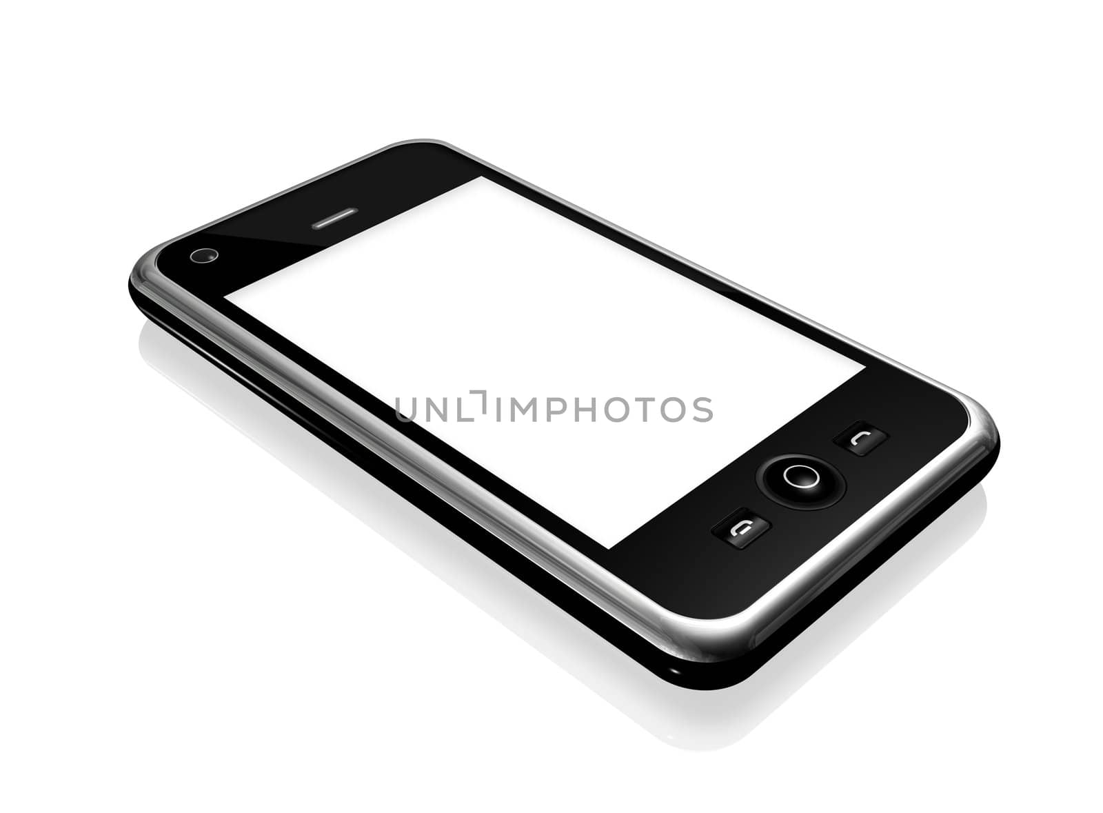 three dimensional mobile phone isolated on white with clipping path