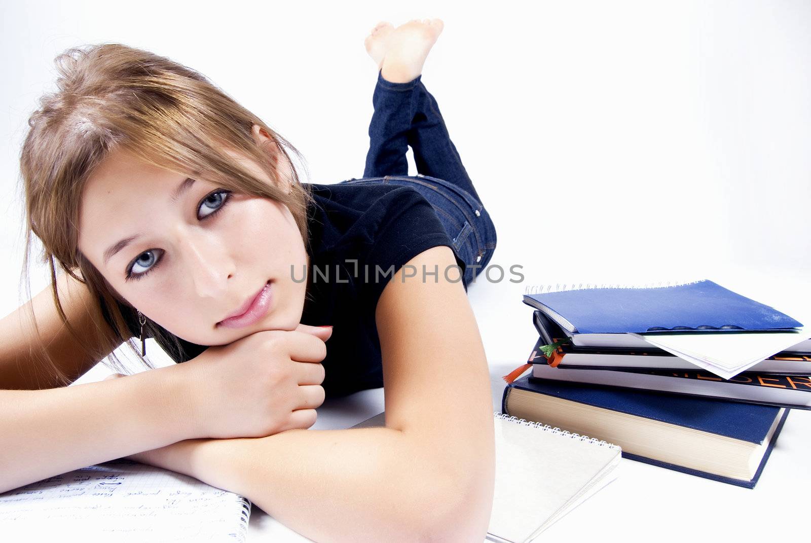  young female student having a rest