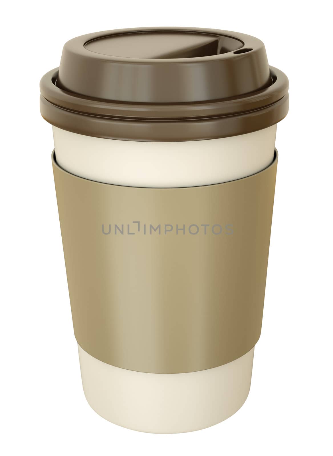 Takeaway coffee cup with lid. 3D render.
