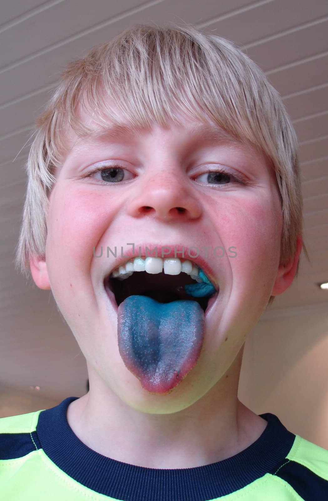 boy with blue tongue