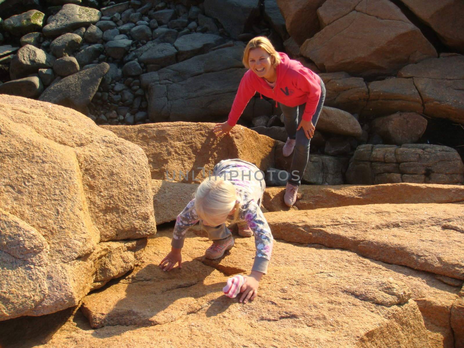 climbing the stones