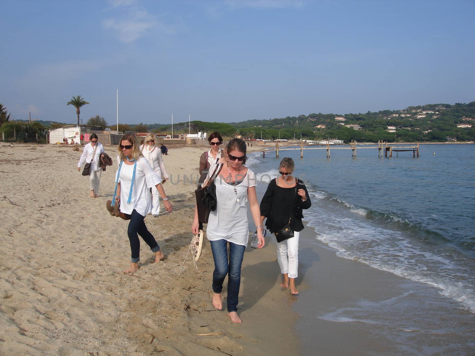 walking on the beach