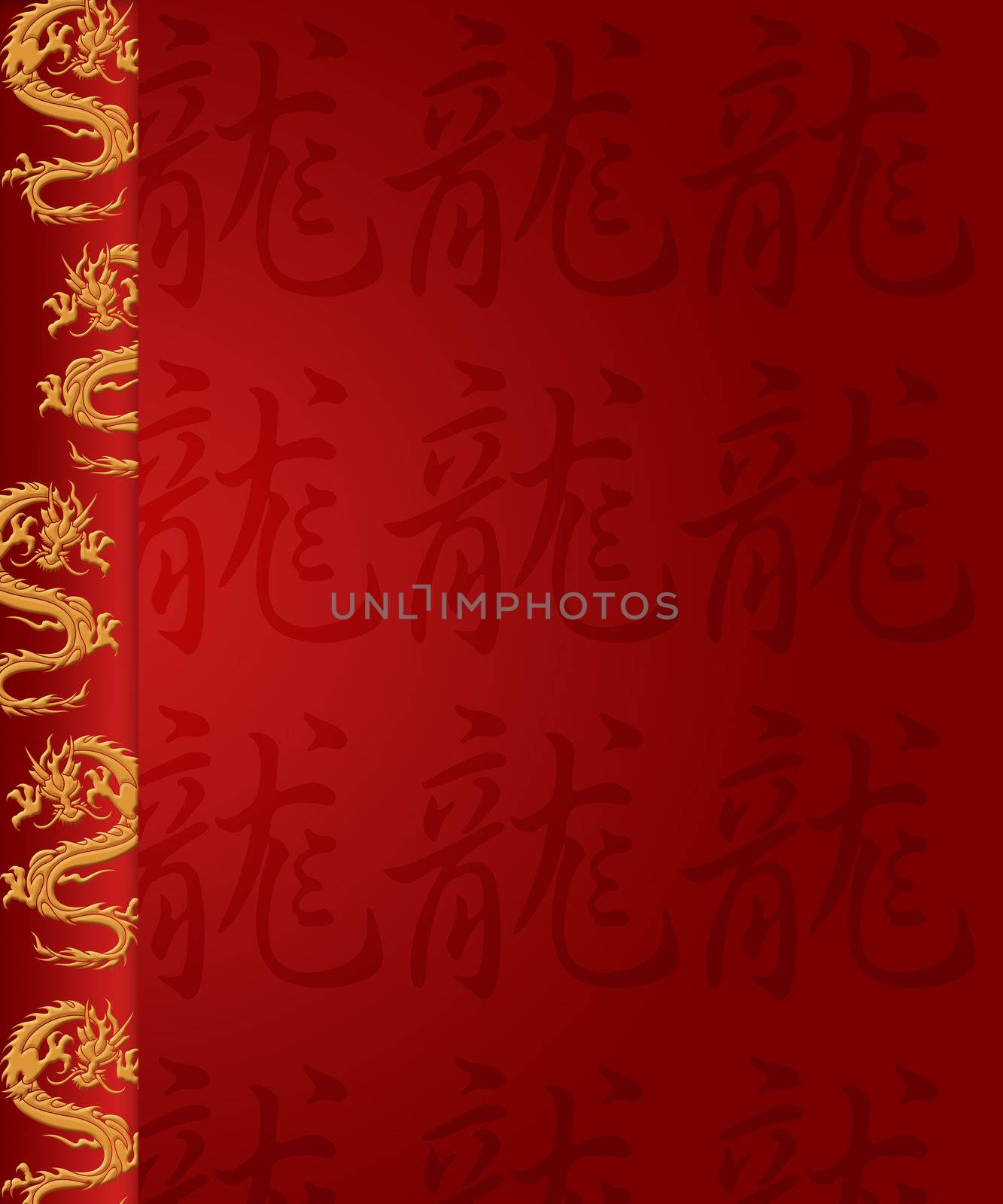 Happy Chinese New Year Dragon Pillar and Calligraphy Illustration