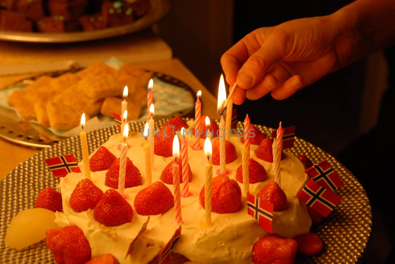 delicious birthday cake with candles