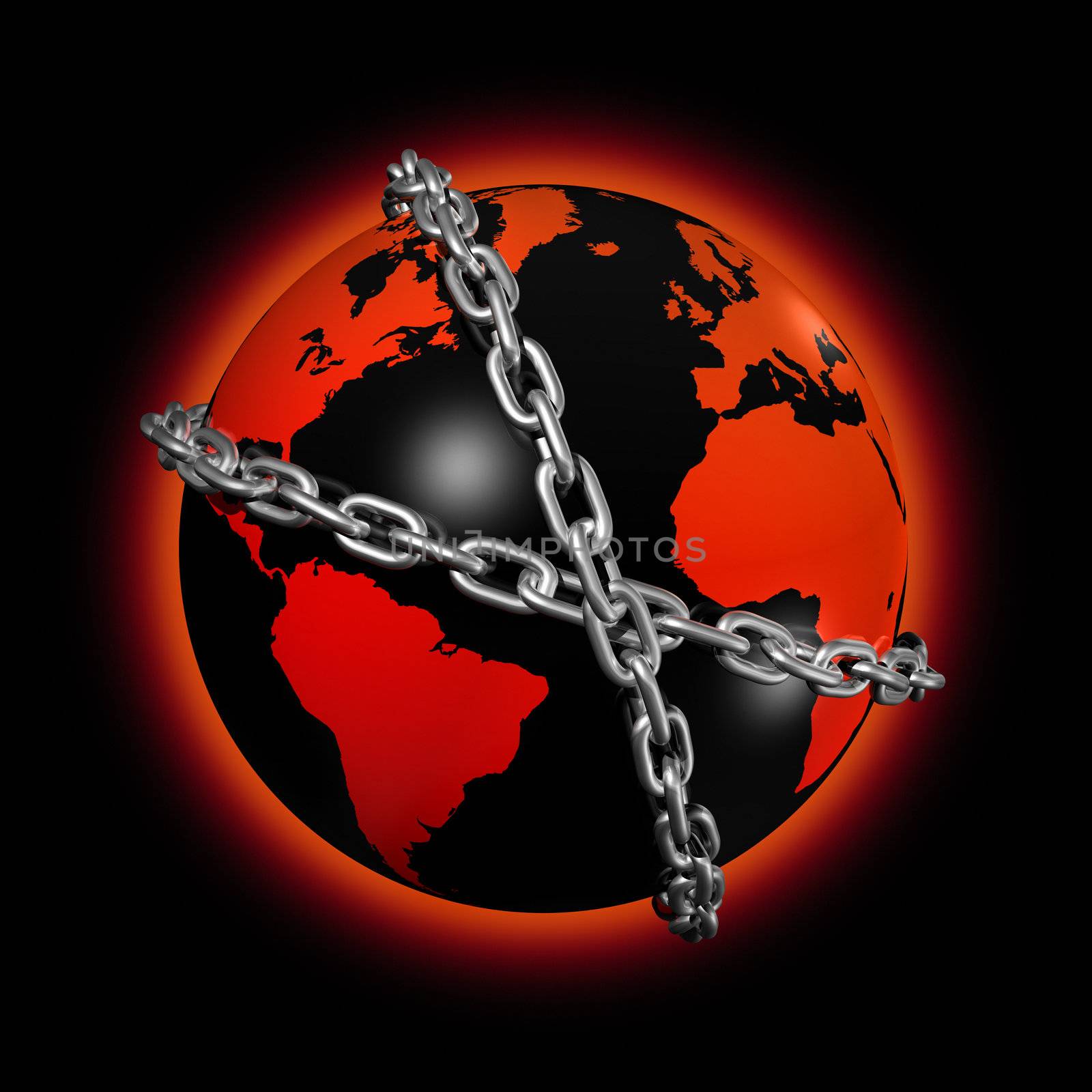 chained world globe by daboost