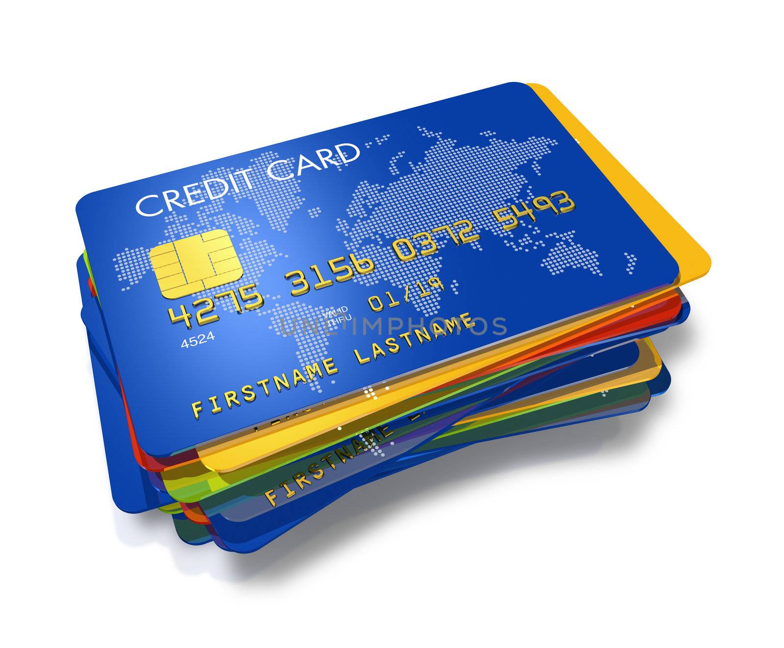 stack of multi colored credit cards by daboost