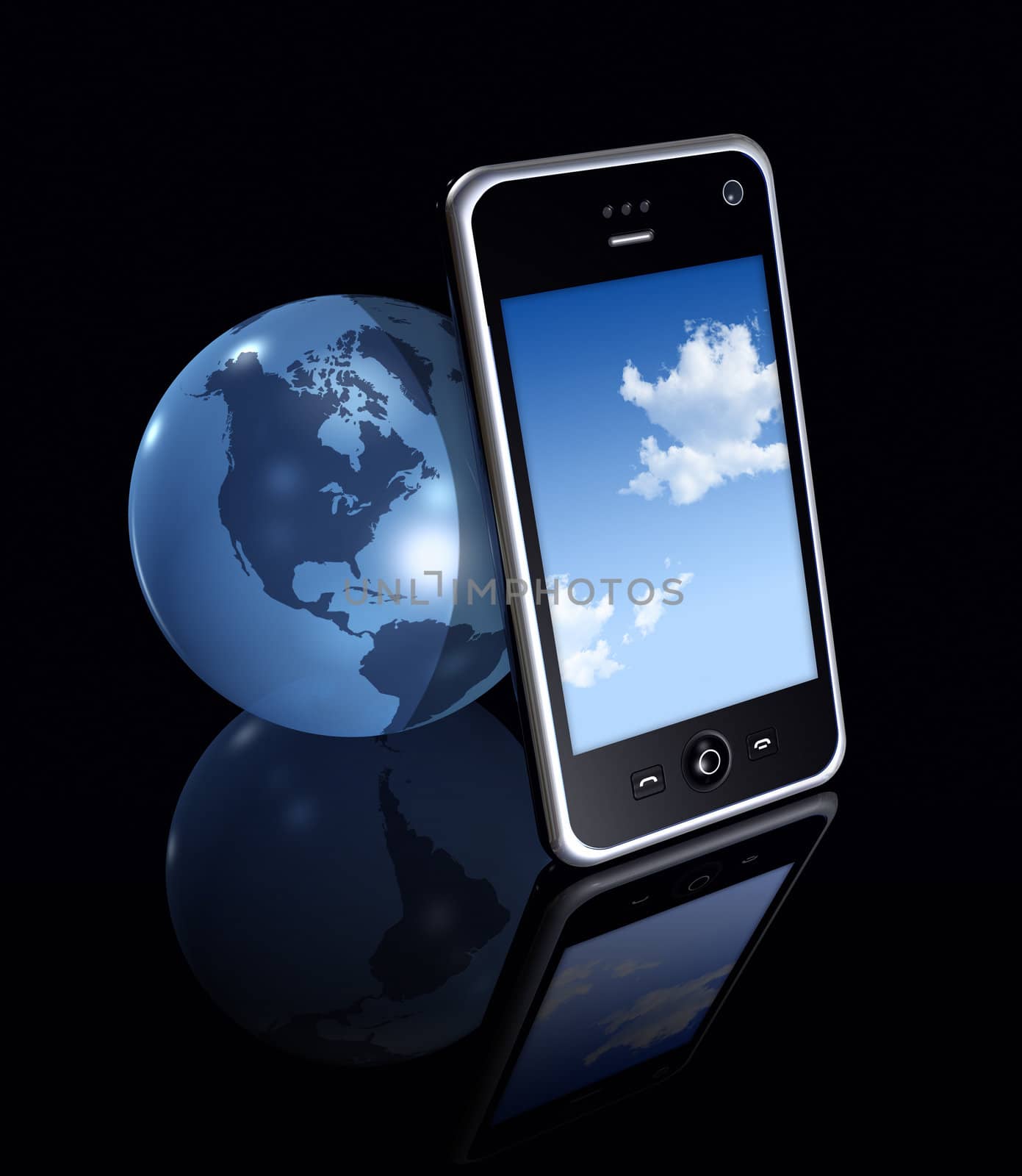 3D mobile phone and earth globe by daboost