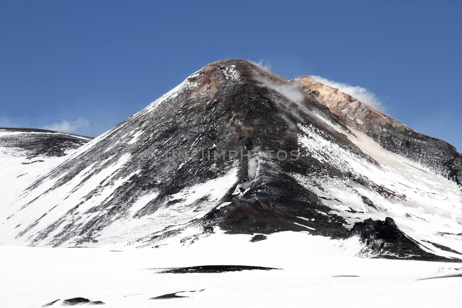 volcano mount Etna crater in Sicily, Italy