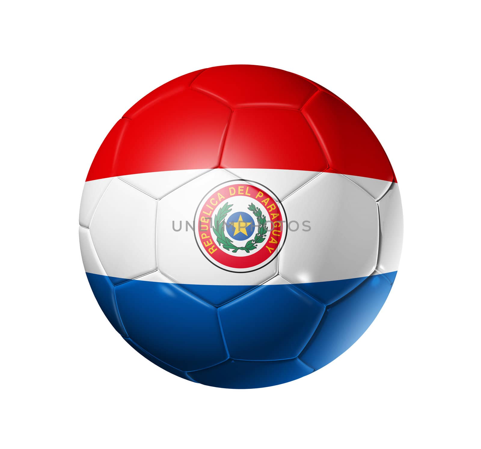 3D soccer ball with Paraguay team flag, world football cup 2010. isolated on white with clipping path
