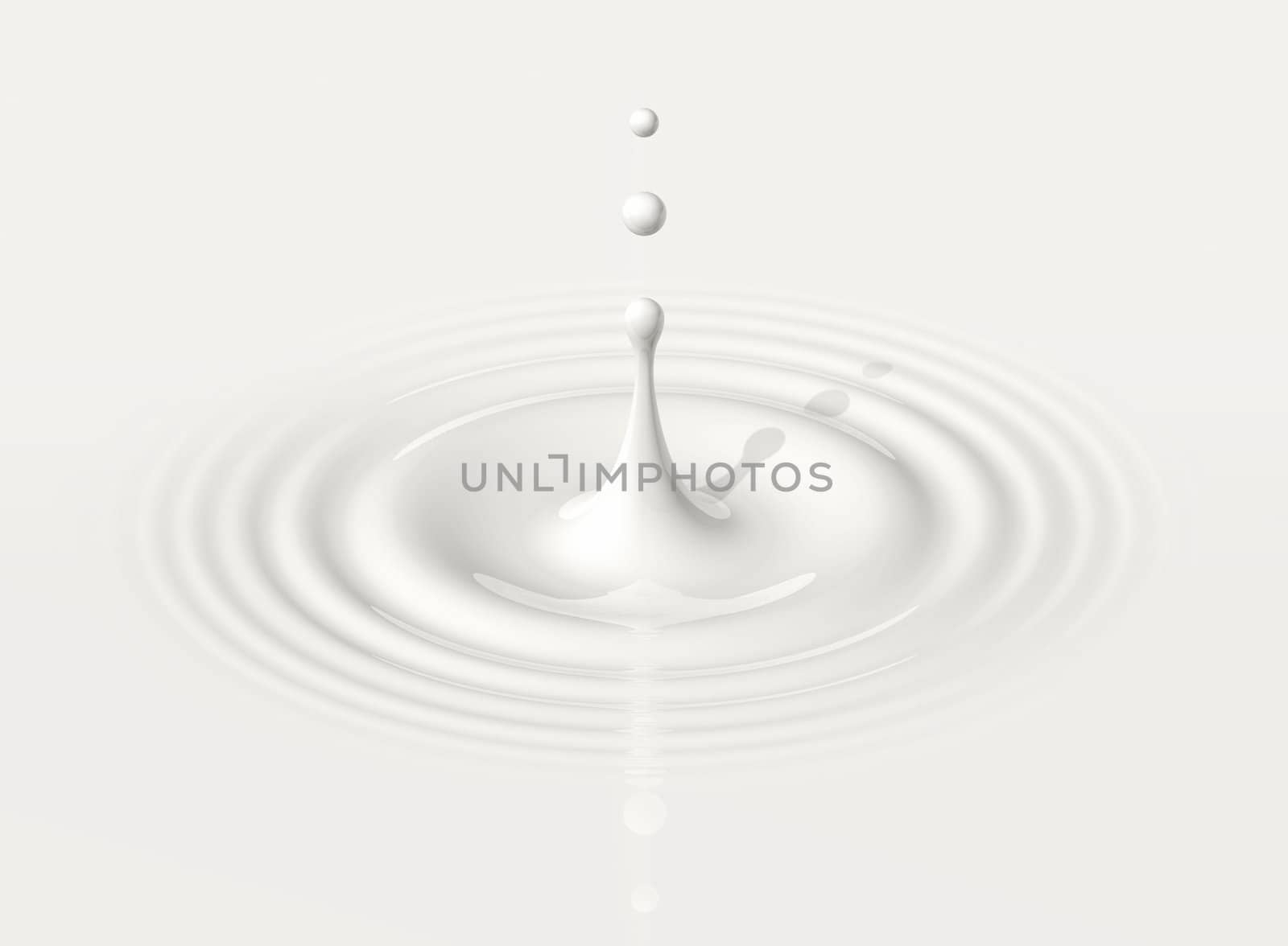 drop of milk splashing and making ripple. 3D illustration