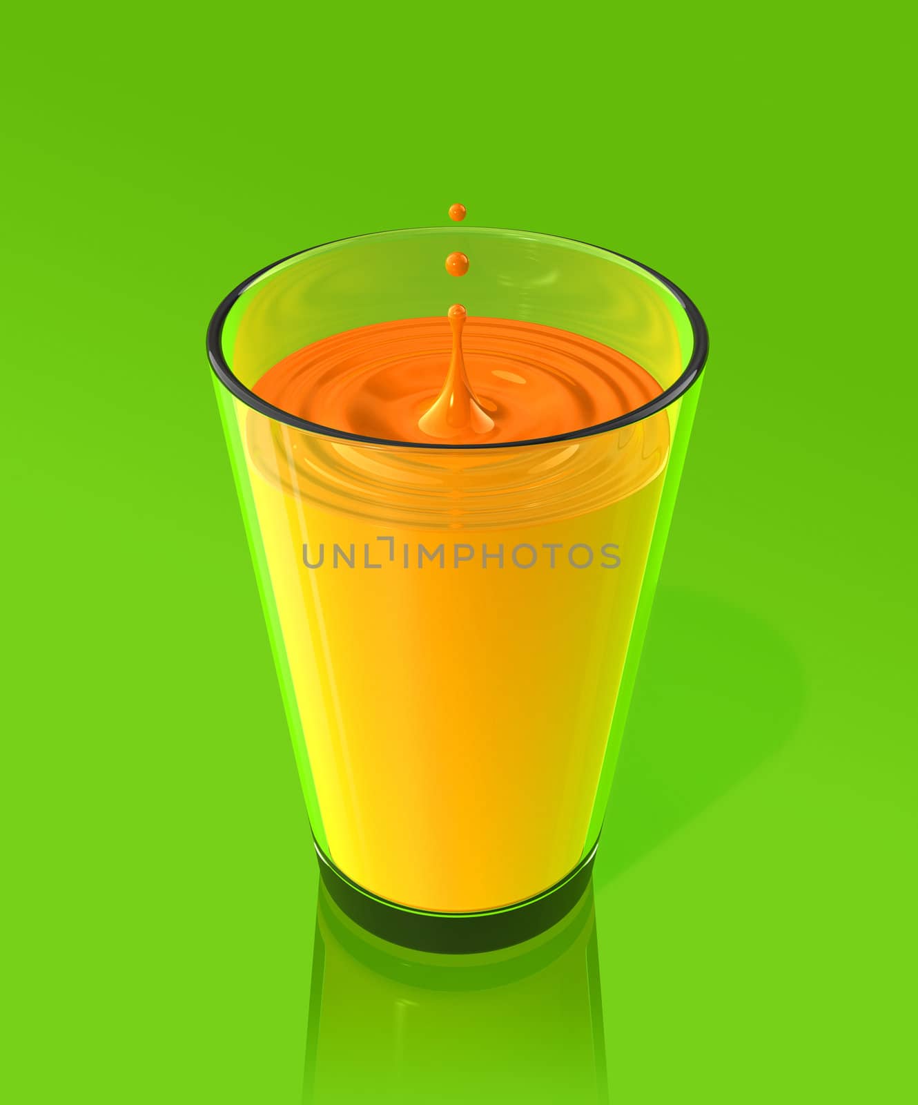 drop of orange juice and ripple in a glass by daboost