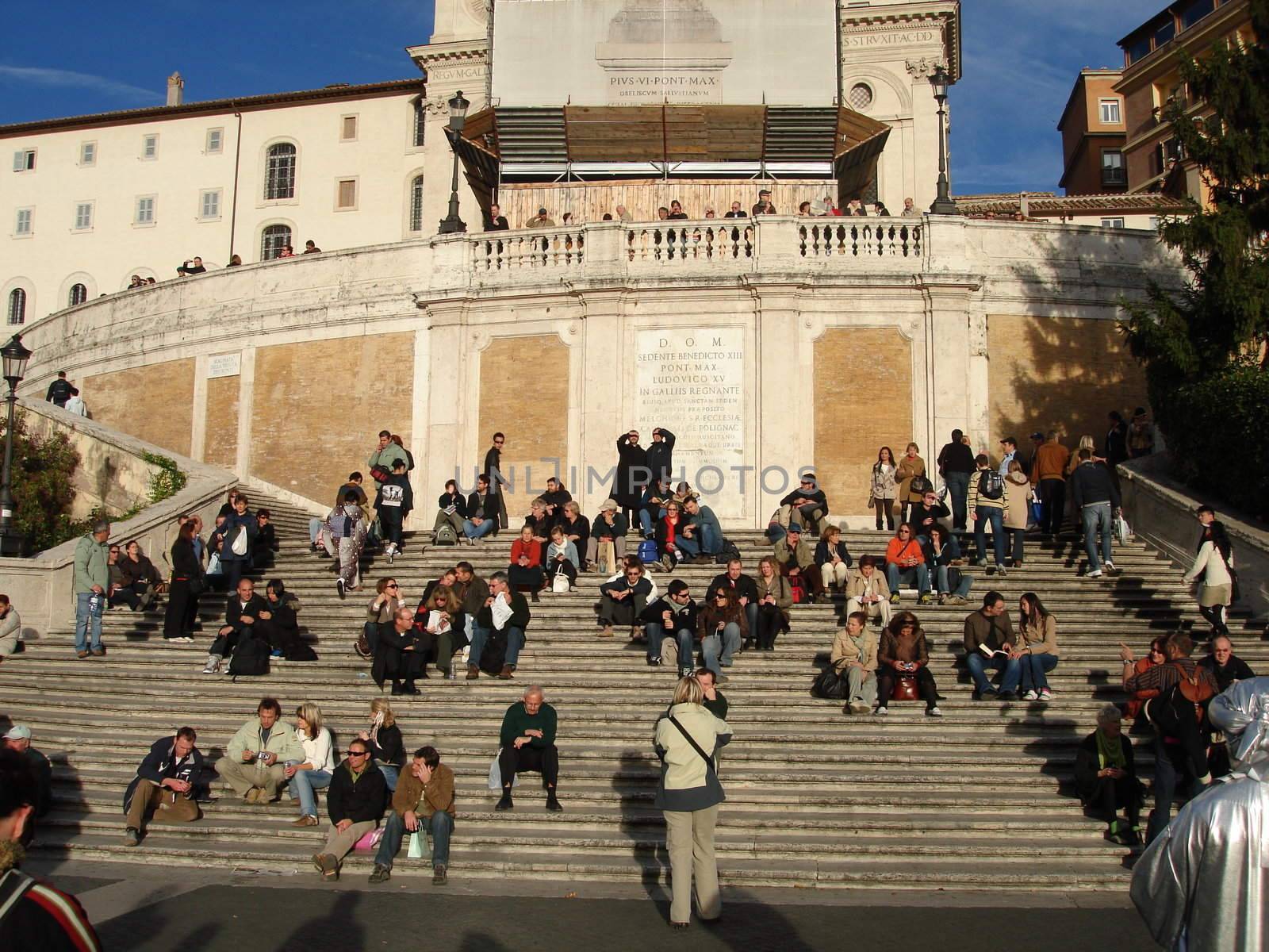 people sitting on the stairs