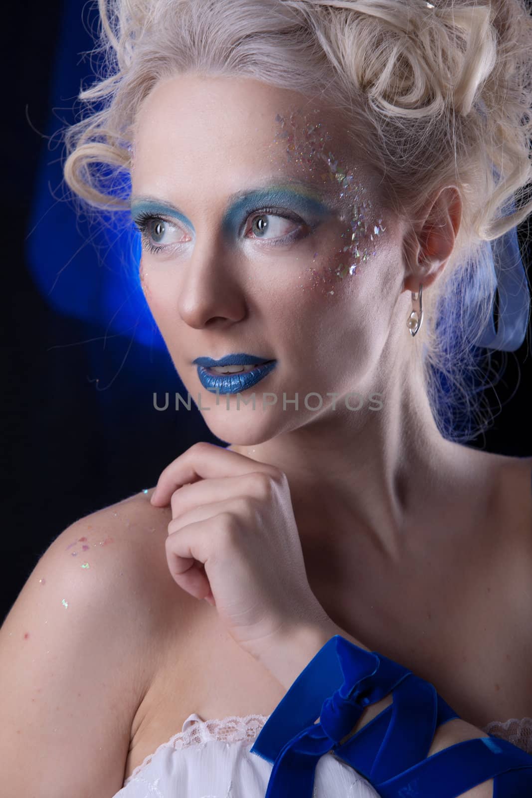 blue stranger - studio shot with unusual blue make up