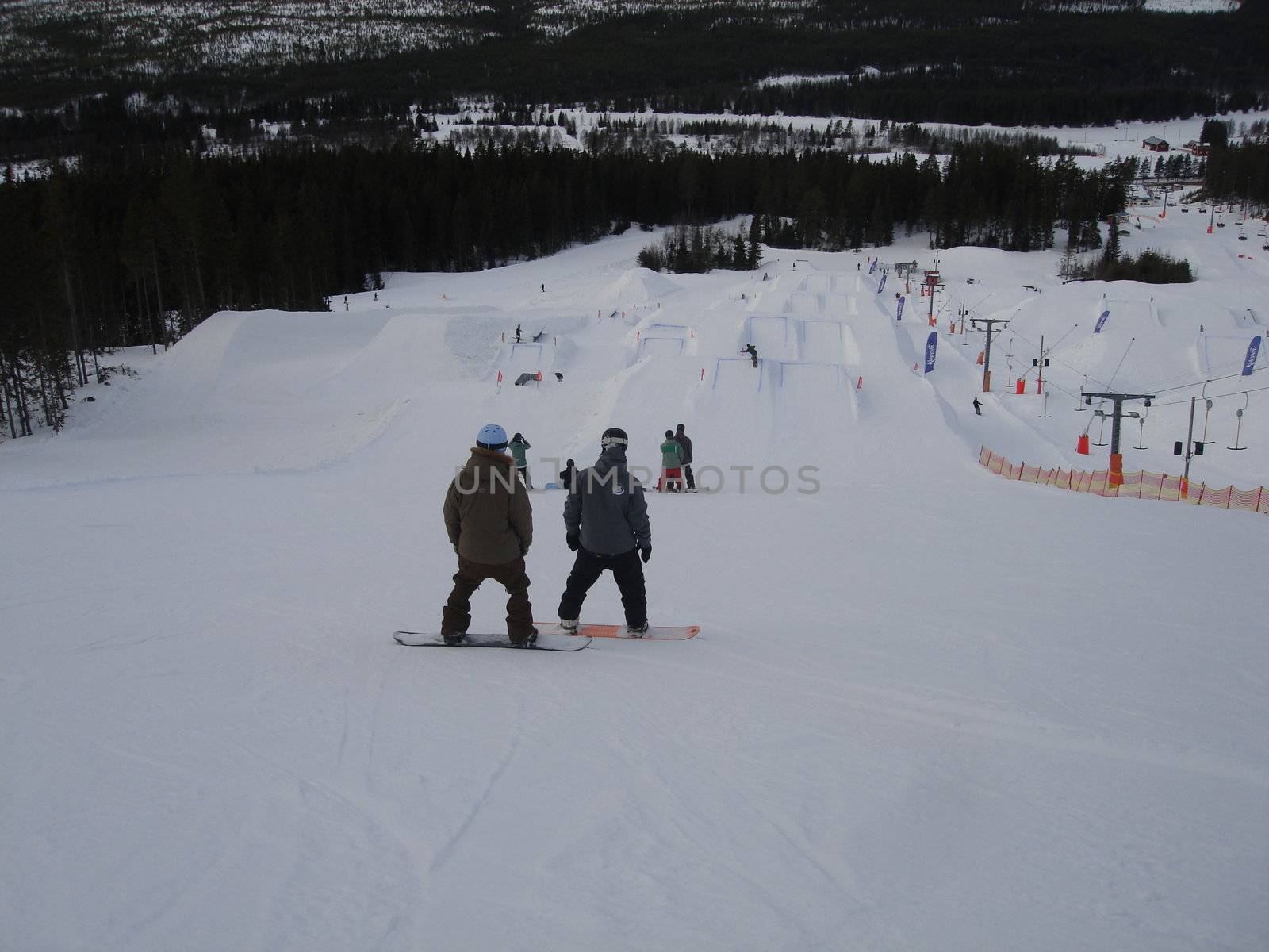 skiing view. Kläppen Snowpark, Sweden