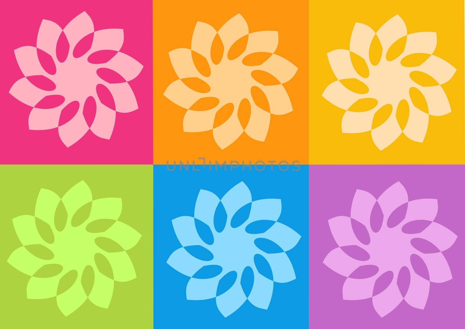 yoga yantras flowers - computer generated clipart