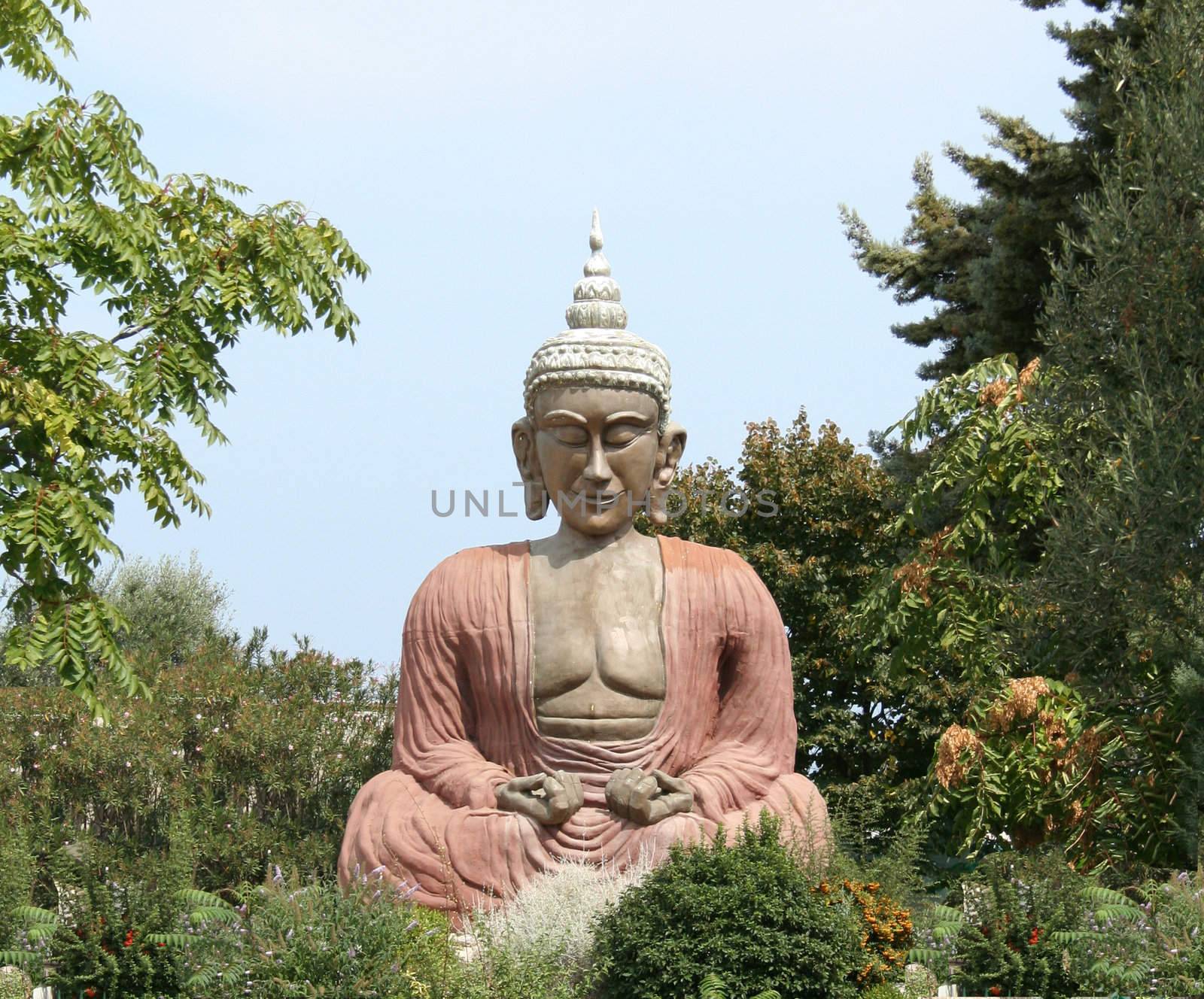 buddha sitting in meditation by stelian