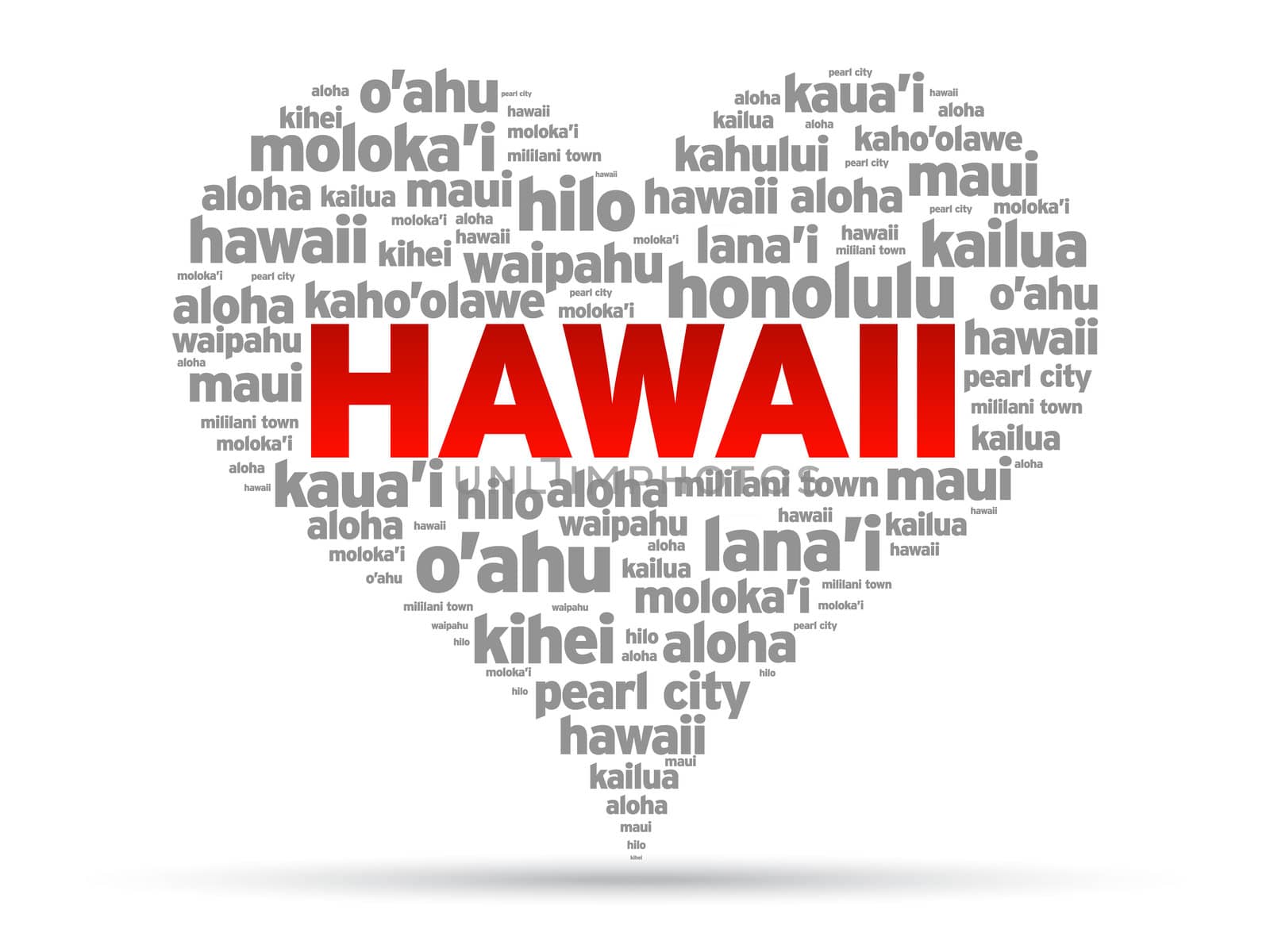 I Love Hawaii Illustration on white background.
