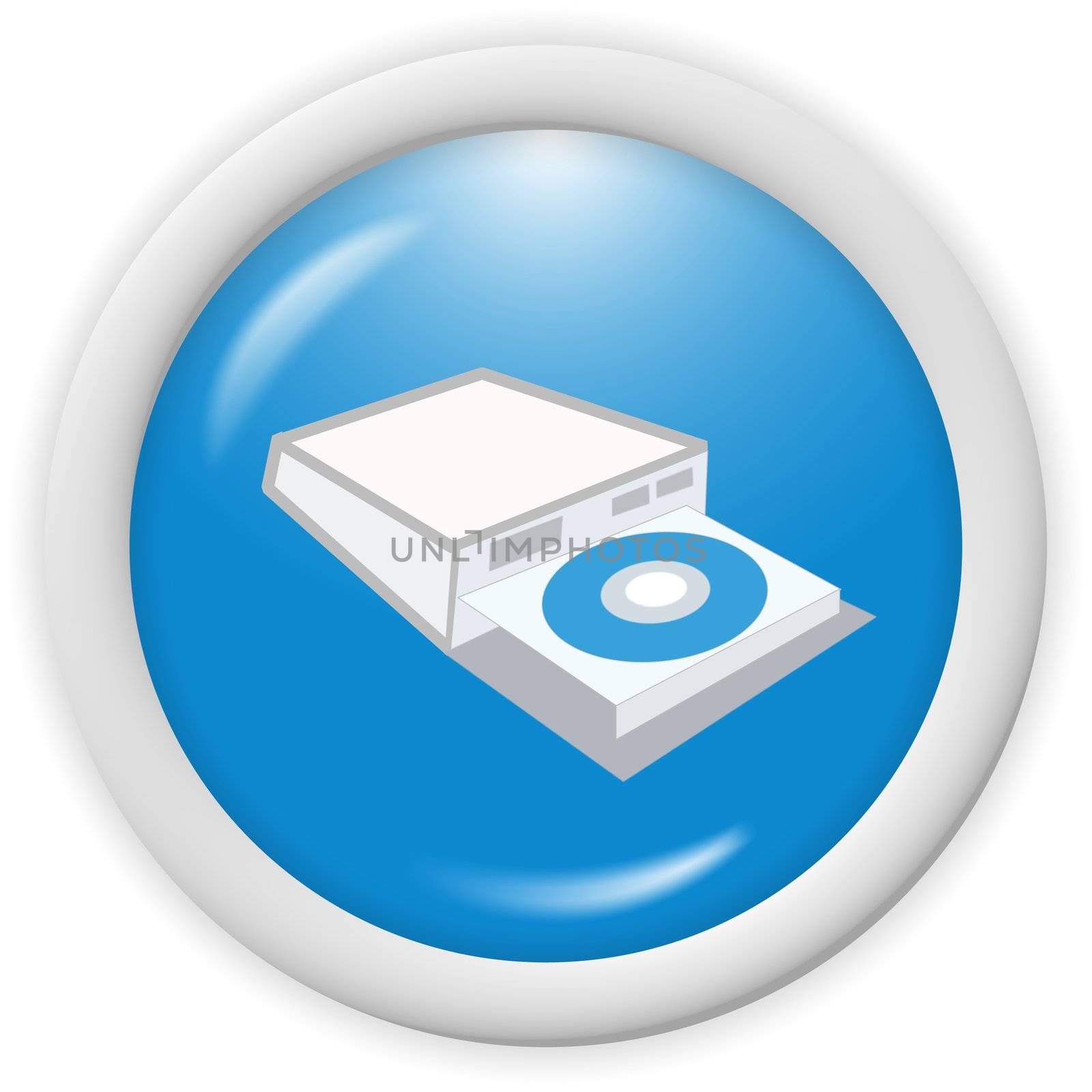 blue compact disc writer icon - computer generated clipart