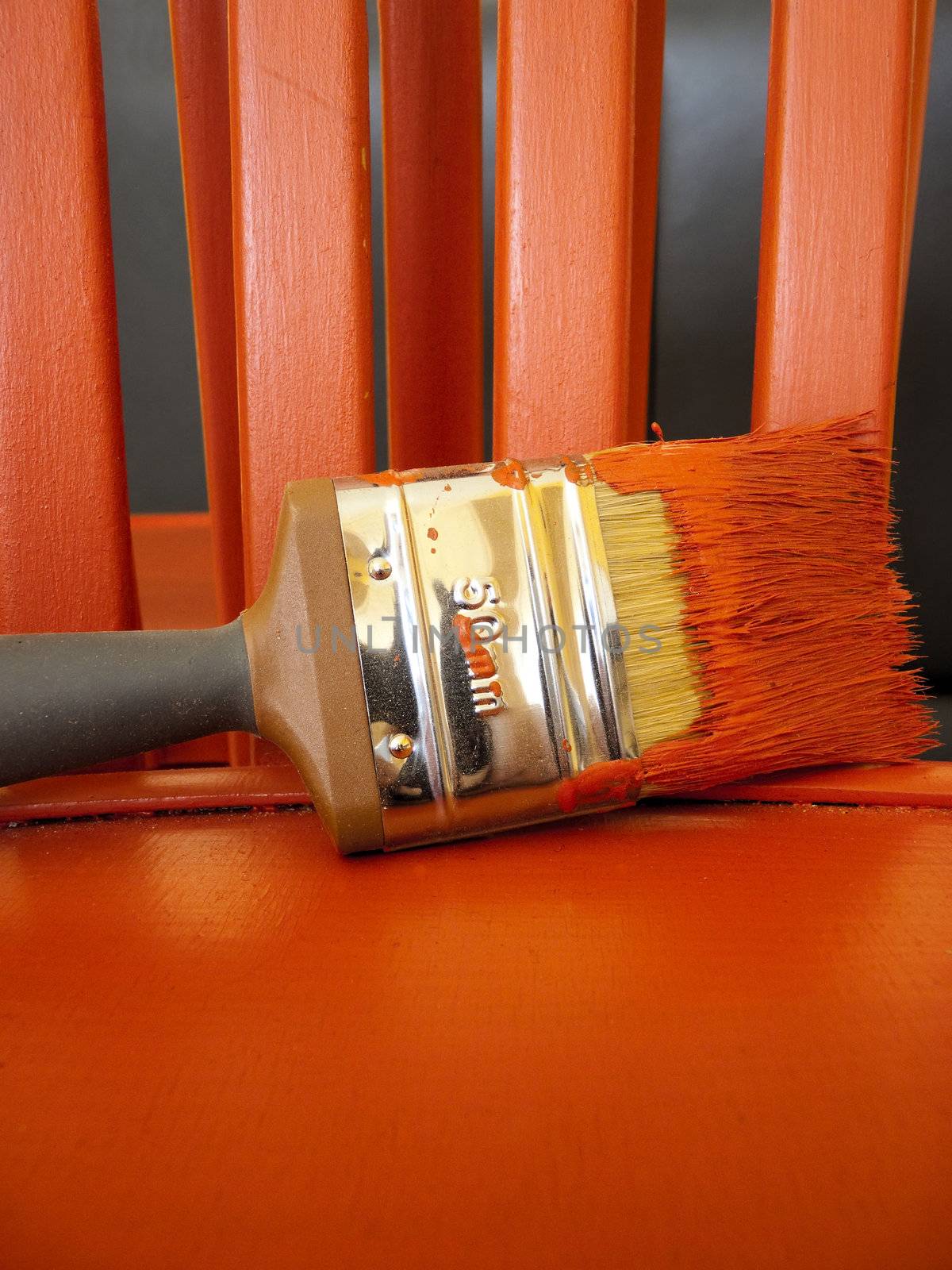 the  red brushes on red painting