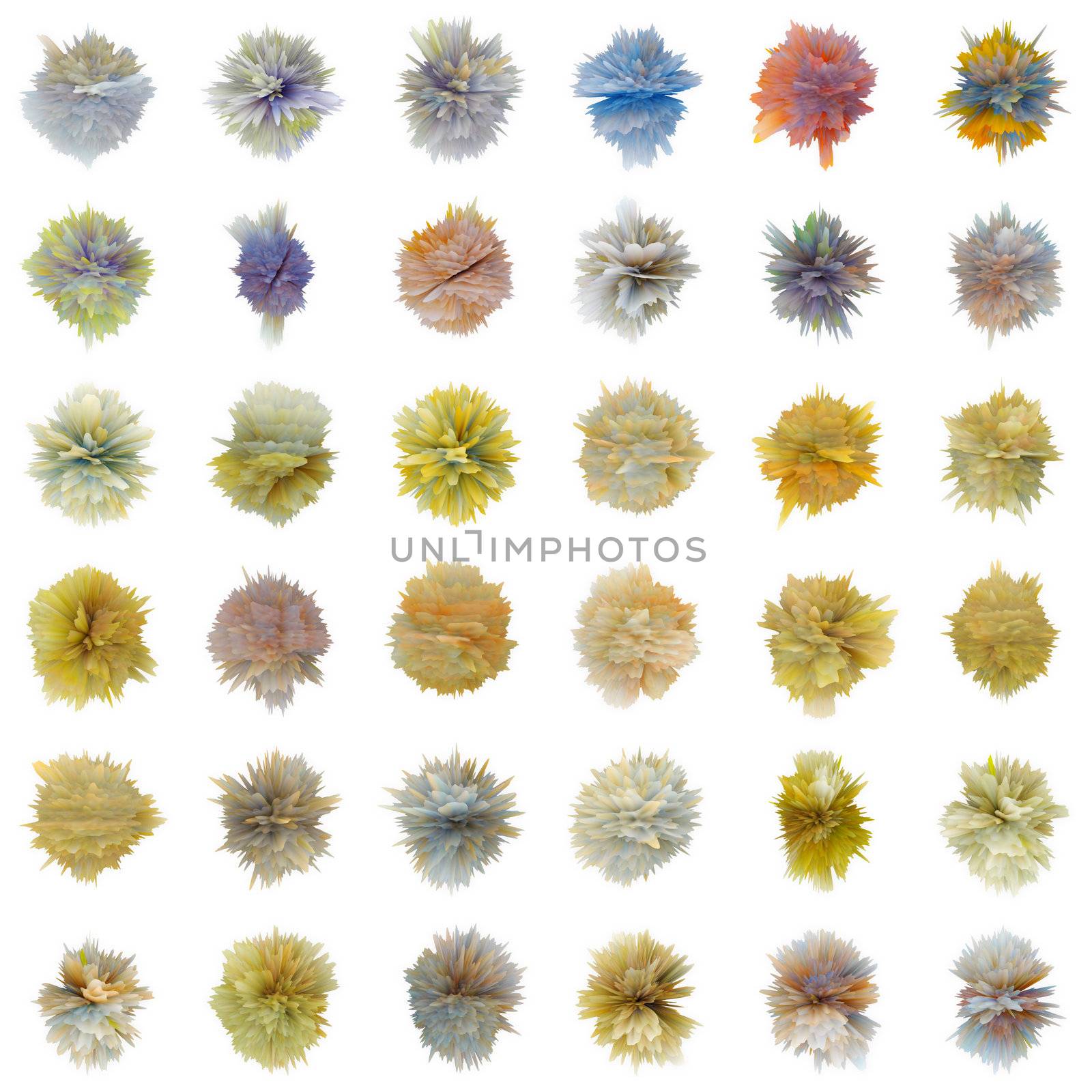 Set of color abstract substances of the different form isolated on white background
