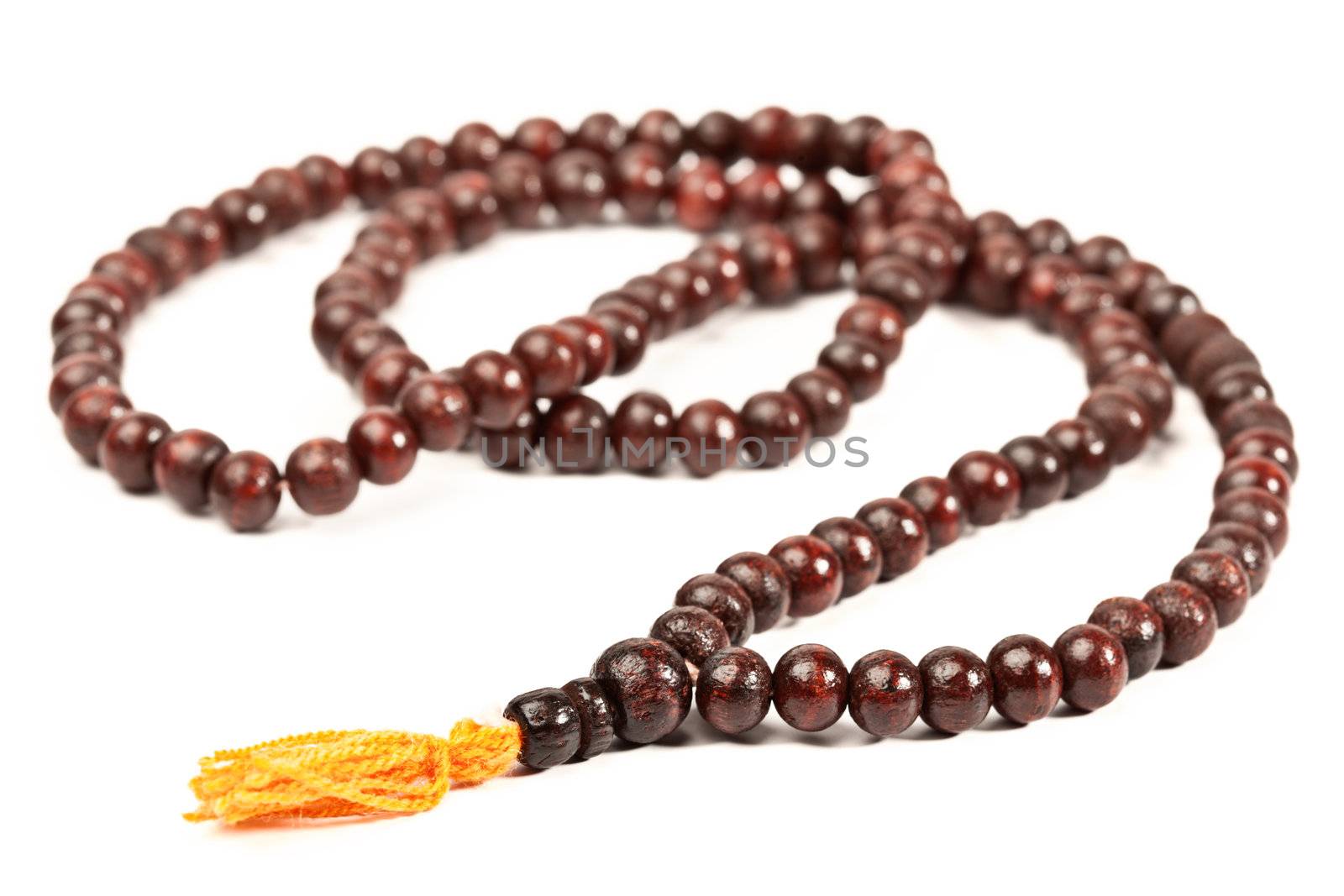 Japa Mala - Buddhist or Hindu prayer beads isolated on white
