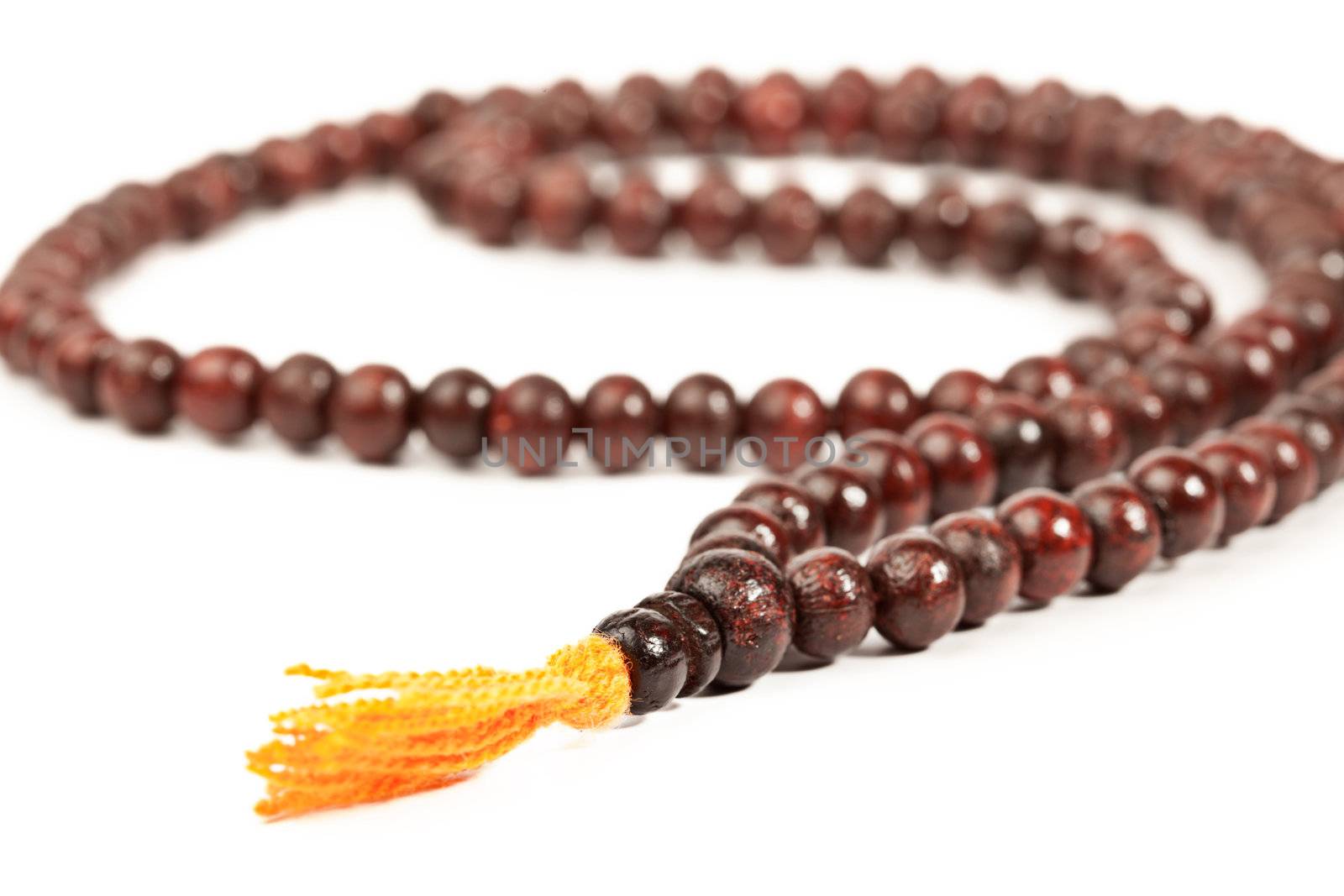 Japa Mala - Buddhist or Hindu prayer beads isolated on white